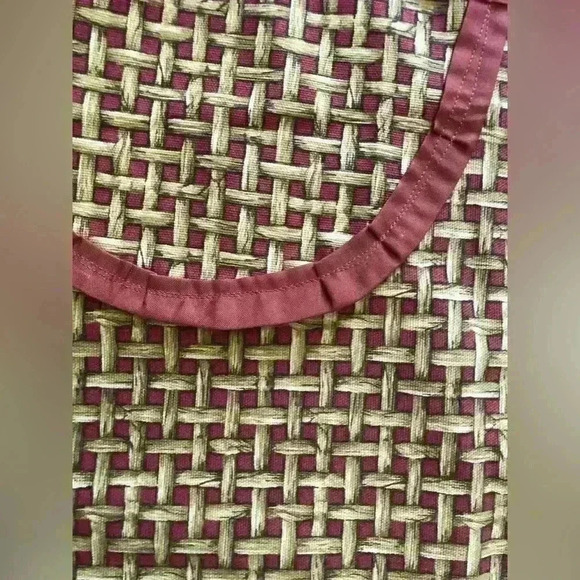 HANDMADE VTG UPHOLSTERY CANVAS FABRIC STANDARD SIZE WEAVED BROWN PRINT APRON - Picture 4 of 4